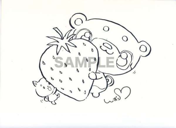 画像2: 受注生産　新作「いちご柴っこ」柴っこ画伯絵Ｔシャツ  ぬり絵ポストカード付き  (2)