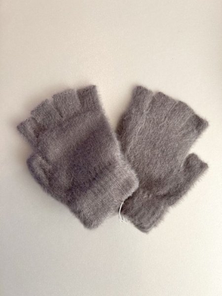 画像2: ハーフフィンガー肉球手ぶくろ　グレー (2)