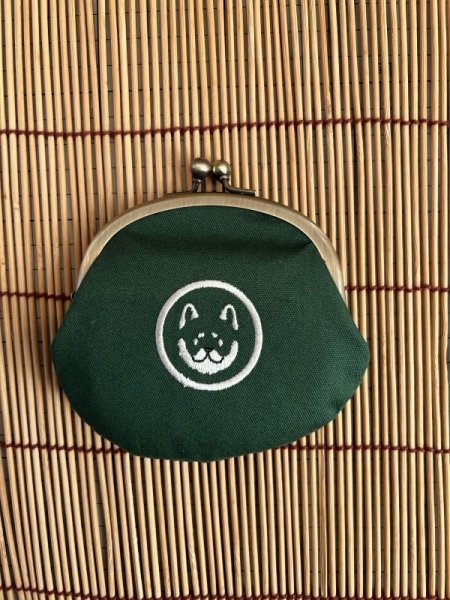 画像1: 和んこ堂刺繍入りがま口財布 緑 (1)