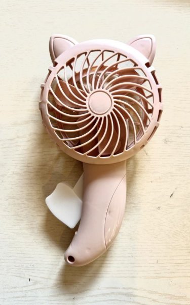 画像1: ネコ耳ハンディ扇風機　　さくら色 (1)