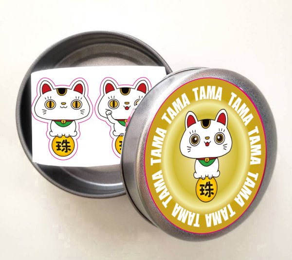 画像1: 新発売！開運　珠ちゃんシール缶 (1)