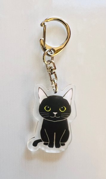 画像1: 黒猫アクリルキーホルダー (1)