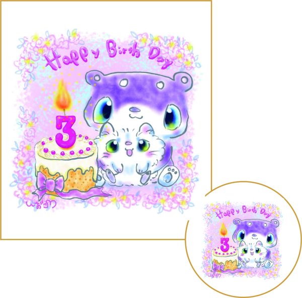 画像1: ミニ色紙＆缶バッチセット「リンリン３周年」 (1)