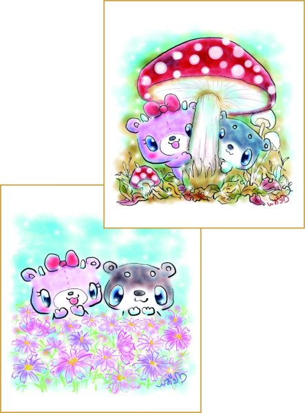 画像1: 柴キャス応援ミニ色紙「しばっこあキノコのこ」「しばっこあコスモス」 (1)